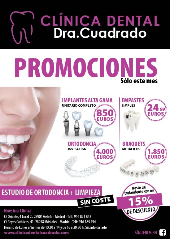 Las mejores promociones en servicios dentales, sólo este mes de septiembre en la Clínica Dental Cuadrado